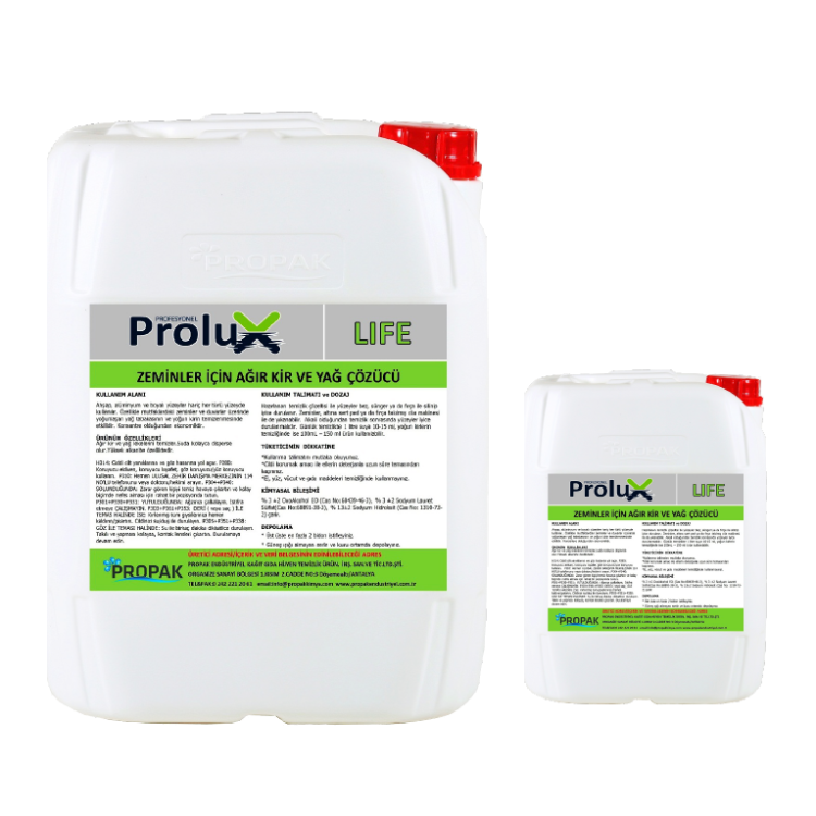 PROLUX LIFE ZEMİNLER İÇİN AĞIR KİR VE YAĞ ÇÖZ 20 LT VE 5 LT 