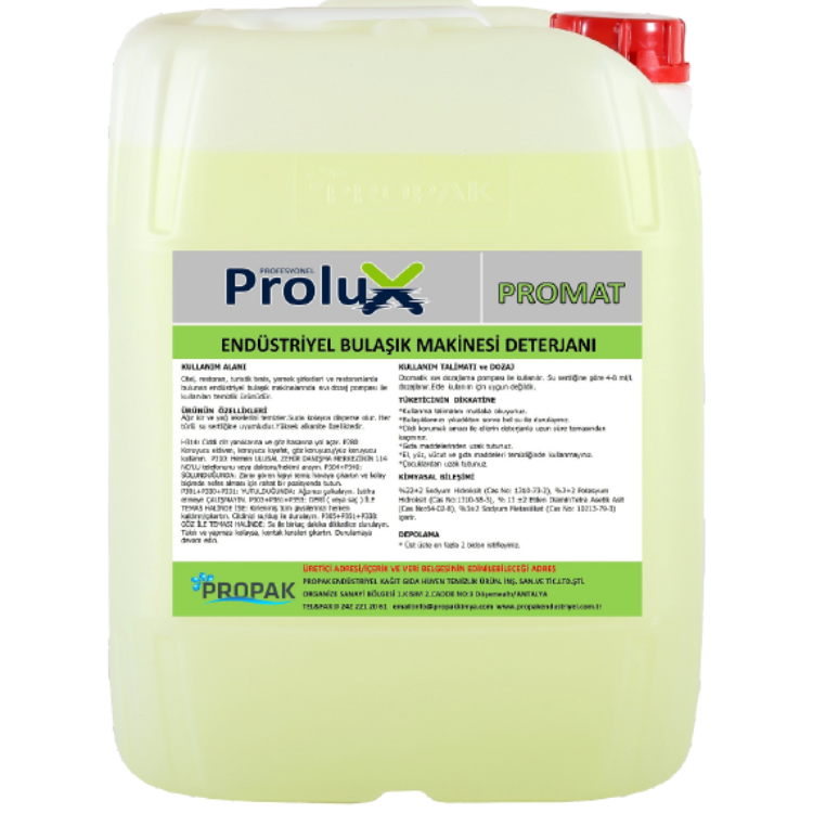 PROLUX PROMAT ENDÜSTRİYEL BULAŞIK DETERJANI 20 LT 